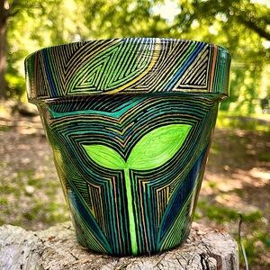 Hand painted ~ UNIQUE ~ plant pot